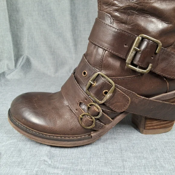 Matisse Renegade Brown Leather Riding Boots Women's 7M Buckles Distressed - Picture 8 of 11